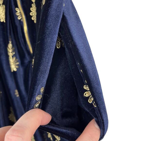 Lularoe Small Elegant Amelia Navy Gold Flowers Holiday Dress Sz S Christmas - Picture 12 of 16